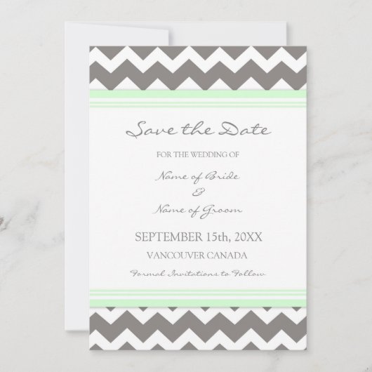 Gray MInt Wedding Save the Date Card (Voorkant)