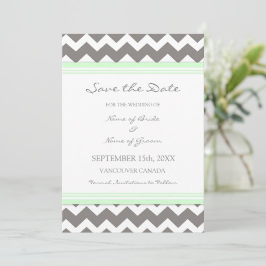 Gray MInt Wedding Save the Date Card (Staand voorkant)