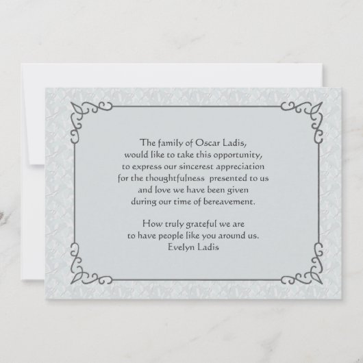 Gray Mist Bereavement Hartelijk dank Notitiekaartje (Voorkant)