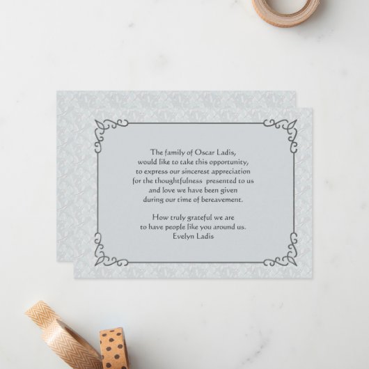 Gray Mist Bereavement Hartelijk dank Notitiekaartje (Voorkant / Achterkant in situ)
