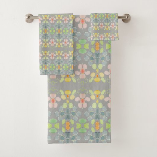 Gray Modern Bath Towel Set Bad Handdoek (Insitu)