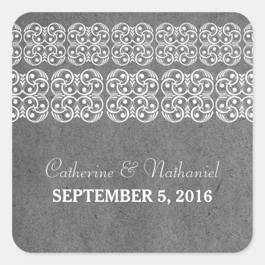 Gray Modern Bohemian Wedding Stickers (Voorkant)