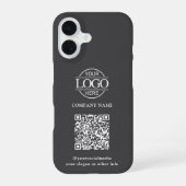 Gray Modern Business Logo & QR Code Promotional iPhone 16 Hoesje (Achterkant)