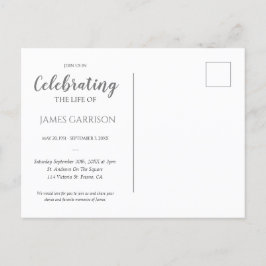 Gray Modern Celebration of Life with Photo Funeral Briefkaart