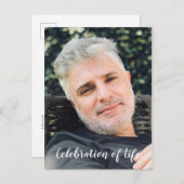Gray Modern Celebration of Life with Photo Funeral Briefkaart (Voorkant / Achterkant)