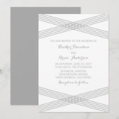 Gray Modern Deco Wedding Invite Kaart (Voorkant / Achterkant)