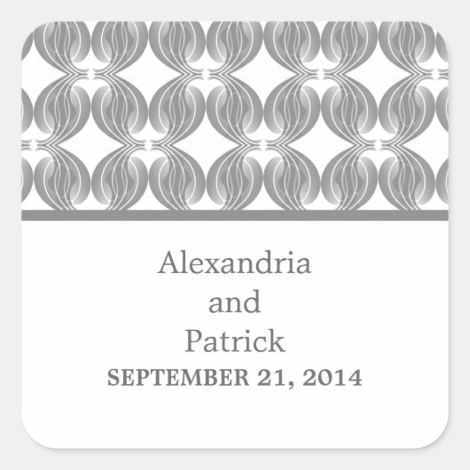 Gray Modern Deco Wedding Stickers (Voorkant)