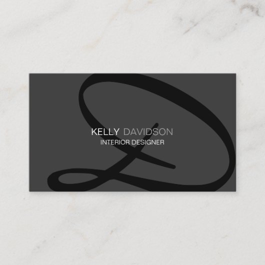 Gray Modern en Elegant Monogram Visitekaartje (Voorkant)