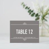 Gray Modern Floral Wedding Table Number Briefkaart (Staand voorkant)