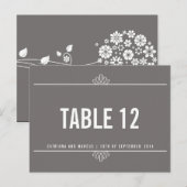 Gray Modern Floral Wedding Table Number Briefkaart (Voorkant / Achterkant)