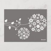 Gray Modern Floral Wedding Table Number Briefkaart (Achterkant)