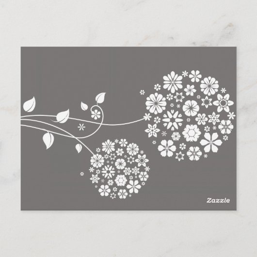 Gray Modern Floral Wedding Table Number Briefkaart (Achterkant)