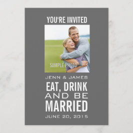 Gray Modern Foto Wedding Kaart