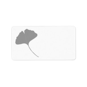 Gray Modern Ginkgo Biloba Cascading Leaves Gray Etiket