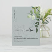 GRAY MODERN GREEN EUCALYPTUS FOLIAGE WATERVERF SAVE THE DATE (Staand voorkant)