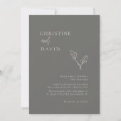 Gray Modern Minimal Wedding-uitnodiging Kaart (Voorkant)