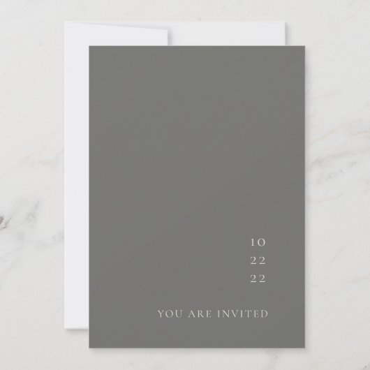 Gray Modern Minimal Wedding-uitnodiging Kaart (Achterkant)