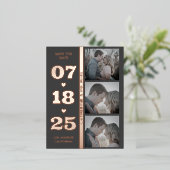 Gray Modern Minimalist Bold Date Drie Foto Folie Feestdagen Briefkaart (Staand Voorkant)