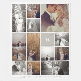 Gray Modern Monogram minimalistisch fotocollage Fleece Deken