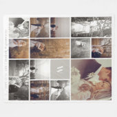 Gray Modern Monogram minimalistisch fotocollage Fleece Deken (Voorkant (Horizontaal))