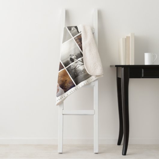 Gray Modern Monogram minimalistisch fotocollage Sherpa Deken (In situ)