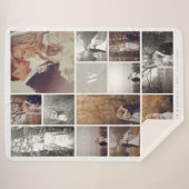 Gray Modern Monogram minimalistisch fotocollage Sherpa Deken (Voorkant (horizontaal))