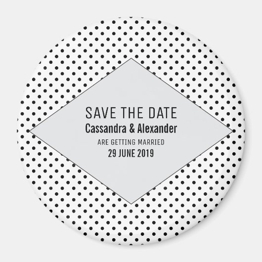 Gray Modern Polka Dots Save the Date Magneet (Voorkant)