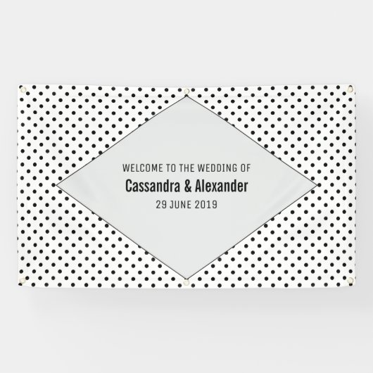 Gray Modern Polka Dots Wedding Spandoek (Horizontaal)