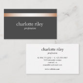 Gray | Modern Roos Gold Striped Stijlvol Visitekaartje (Voorkant / Achterkant)