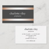 Gray | Modern Roos Gouden Strepen Stijlvol Visitekaartje (Voorkant / Achterkant)