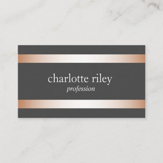 Gray | Modern Roos Gouden Strepen Stijlvol Visitekaartje (Voorkant)