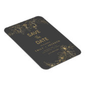 Gray Modern Save the Date Floral Gold Foil Magneet (Rechterzijde)