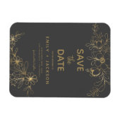 Gray Modern Save the Date Floral Gold Foil Magneet (Horizontaal)