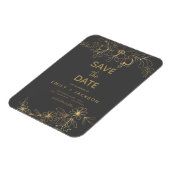 Gray Modern Save the Date Floral Gold Foil Magneet (Linkerzijde)