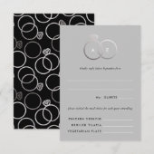 Gray Modern Silver Rings Wedding RSVP Reply Card Informatiekaartje (Voorkant / Achterkant)