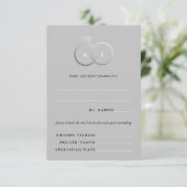 Gray Modern Silver Rings Wedding RSVP Reply Card Informatiekaartje (Staand voorkant)
