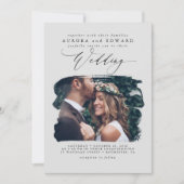 Gray Modern Stylish Boho Wedding Foto Uitnodiging (Voorkant)