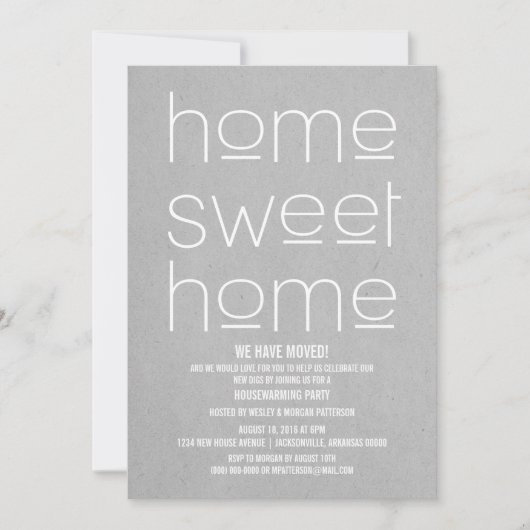 Gray Modern Sweet Home Housewarming Party Kaart (Voorkant)