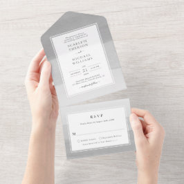 Gray Modern Wedding All In One Uitnodiging