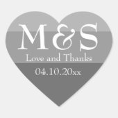Gray Modern Wedding Hart Sticker (Voorkant)