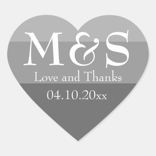 Gray Modern Wedding Hart Sticker (Voorkant)