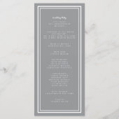 Gray Modern Wedding Service Ceremony Minimalist Pr Programmakaart (Achterkant)