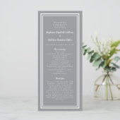 Gray Modern Wedding Service Ceremony Minimalist Pr Programmakaart (Staand voorkant)