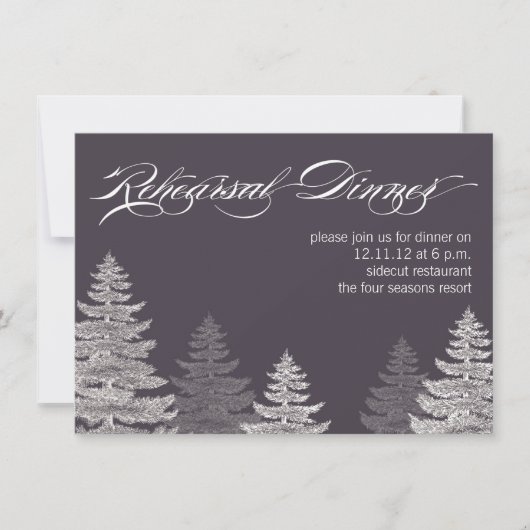 Gray Modern Winter Rehearsal Dinner Invitation Kaart (Voorkant)