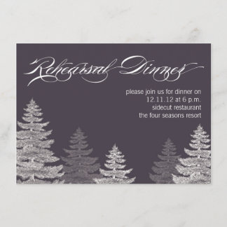 Gray Modern Winter Rehearsal Dinner Invitation Kaart