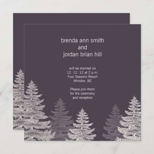 Gray Modern Winter Weddenschap Kaarten (Voorkant / Achterkant)