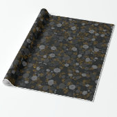 Gray | Moderne & Elegante Faux Glitter Bloemen Cadeaupapier (Uitgerold)