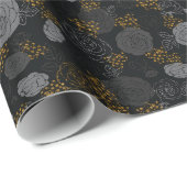 Gray | Moderne & Elegante Faux Glitter Bloemen Cadeaupapier (Rol Hoek)