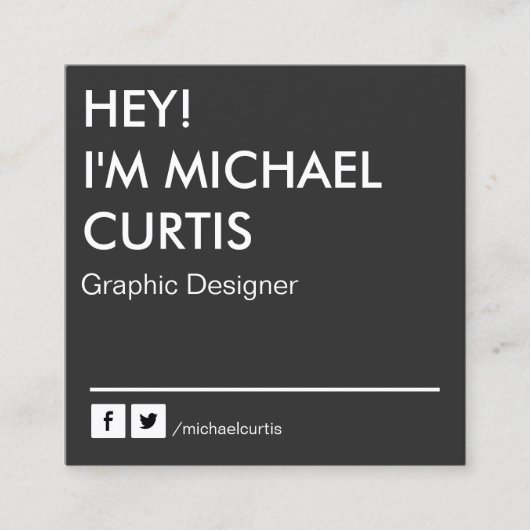 Gray Moderne Grafische Ontwerper QR-code Vierkante Visitekaartje (Voorkant)