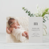 Gray Monogram 1 - Foto New Baby Birth Aankondiging (Staand voorkant)
